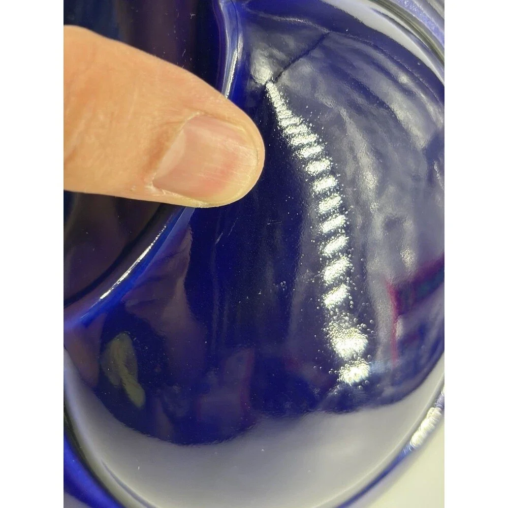 VTG Hall China USA Ceramic Disc Pitcher Ice Lip MCM Cobalt Blue #1338